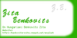 zita benkovits business card